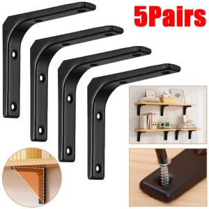 5pairs L-shaped Triangular Bracket Shelf Stainless steel Wall Mounted Floating Brackets 90 Degree Fixed Bracket Connector Wall Mounted Shelf Bracket
