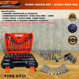 Kunci ring pas set socket shock sok GTOOLS Eropa GT37 8mm - 32mm 1/2inch rachet wrench