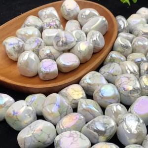 5PCS 10-50mm High Quality Aura Howlite Natural Tumbled Crystal Stones Natural Crystals Chip Quartz MineralsHealing Crystal