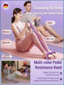 💕Best Price💕[Abdominal Tightening Tool]Multi-Color Pedal Resistance Band Foot Pedal Puller Sit-Up Auxiliary Puller Abdominal Curling Vest Line Elastic Band 新款马克龙拼色脚蹬拉力器