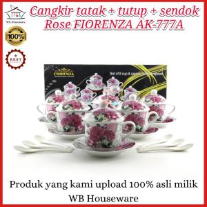 tea set porcelain + tutup + tatakan / cangkir motif FIORENZA AK-777A (1)