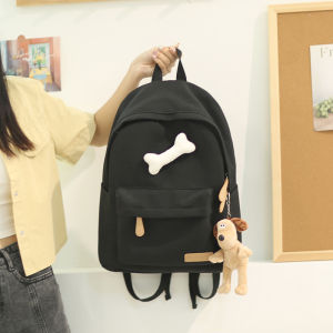 Pure Color Backpack for Women Large Capacity Double Shoulder Bag Simple Fashion Versatile Commuting Backpack New 2025 Model