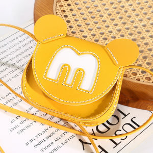 DIY กระเป๋ามิกกี้เมาส์ทอมือกระเป๋าสะพายสไตล์การ์ตูนสากลพร้อมซิปปิดวัสดุหนังสังเคราะห์