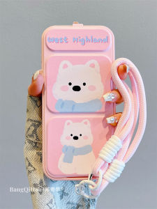 Huawei Pura70Pro+ New Cartoon Cheek Red West Highland Penguin Flip Cover Stand Full Protection Phone Case Mate70Pro Compatible