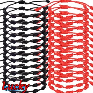 10 cái 7 nút đỏ đen Chuỗi vòng đeo tay cho cặp vợ chồng dây Vòng tay bện bảo vệ may mắn bùa hộ mệnh thành công trang sức thủ công