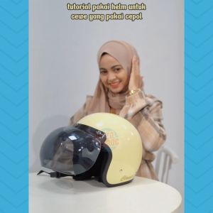 Helm Bogo Retro Classic Dewasa Ukuran M fit L Polos Cream Glossy Kaca Datar SNI