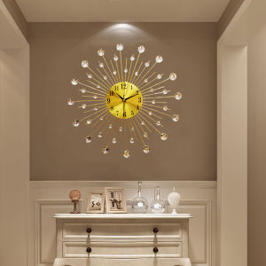 Light luxury art wall clock Metal wall clock Elegant large size 3D wall clock Fashion home decoration wall clock