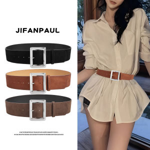 JIFANPAUL | Fall Winter American Style Retro Brown Wide Belt