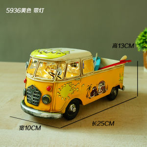 Retro Camper Van Coffee Shop Model Room Decorations for Boys Miniature Restaurant Desktop Industrial Style Decorative Accessories