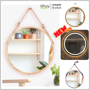 Gương Tròn Treo Tường Khung Viền Gỗ Đường Kính