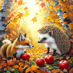 Huacan New Arrivals 2026 Diamond Painting Hedgehog Fox Fall Diamond Mosaic Animal Complete Kit Craft Kit