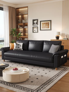 2025 New Italian Minimalist Genuine Leather Sofa Adjustable Living Room Small Apartment Sofa Luxury Style Storage Space