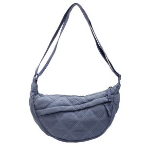 South Korea New Arrival Niche Style Shoulder Messenger Bag Female down Bag Large Capacity Stitching Quilted Dumpling Bag Lightweight Soft-Cloth Bag