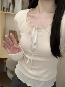 LUOFEN | Slim Fit White Ruffled Blouse for Women