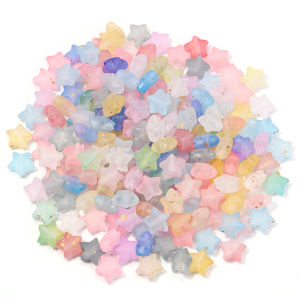 200 Chiếc 9x10mm Ngôi Sao Acrylic Hạt Nhiều Màu Sắc Trong Suốt Miếng Đệm Hạt Cho DIY Trang Sức Làm Vòng Tay Chiếu Trúc Hạt Phụ Kiện