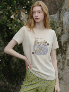 Korean Cartoon Printed Loose Casual Short Sleeve Round Neck T-Shirt