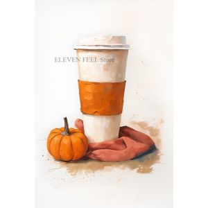 Fall Blue Pumpkin Canvas Prints Pumpkin Spice Latte Autumn Floral Wall Art Farmhouse Unframed Posters for Bedroom Kitchen Decor