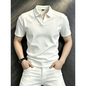Textured Silky Slim Fit Polo Shirt Short Sleeve