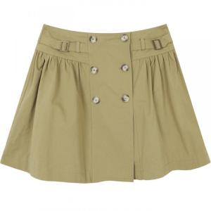 High Waisted Khaki Short A-Line Skirt for Petite Women
