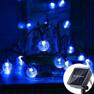 Christmas Solar String Lights Outdoor Crystal Globe Lights with 8 Modes Patio Light for Garden Ramadan Wedding Party Decoration