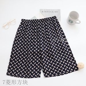 Ultra-Thin Cool Ice Silk Mens Sleepwear Shorts Cotton Pajama Pants Five-Quarter Length Home Comfort Wear Summer Lightweight