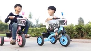 [COD] Baby 3 Wheels Trolley Bike for Children Kids with Front Back Basket and Push Bar Stroller Kid