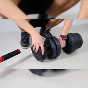 Dumbbell Set PVC Adjustable 10 Kg/15 Kg/20 Kg/ 30kg W/long bar (22 Lbs/33 Lbs/44 lbs) FREE GLOVES
