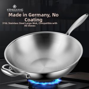 RONGCHUAN | Non-Stick No-Coating 316 Stainless Steel Wok