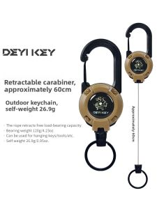 DEYIKEY | Extendable Steel Wire Rope Keychain with Elastic Tether