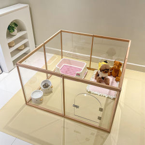 Acrylic Wooden Pet Fence Indoor Dog Barrier Free Combination Small Medium Size Anti-Escape Transparent Dog Kennel for Pets