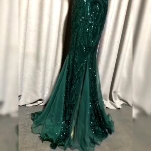 【Direct-sales】 Recoal Luxury Emerald Evening Dresses Green Sequined Long Mermaid Prom Gown Glitter Elegant Party Dress Pattern Lace Formal Dress 2022gown