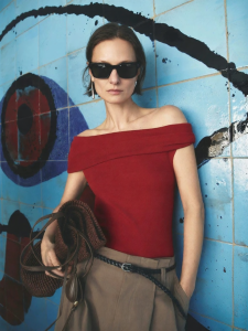 edition | Summer New Style One-Shoulder Silk Knitted Top