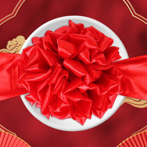 15cm/30cm Red Flower Ball Satin Ribbon For Opening Ceremony Wedding Celebration Decoration 红绣球门彩剪彩装饰