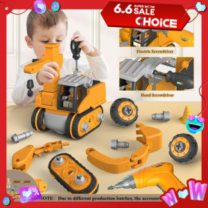 Kids Engineering Vehicle Electric Drill Tool Toys Match Children Educational Assembled Sets Tools For Boys Nut Building Gift