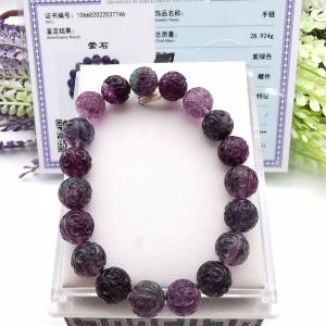 天然高级萤石回纹珠手串 (附证书/WithCert) Natural High Grade Fluorite Bracelet