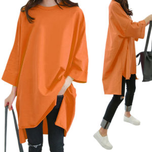 Summer American Retro Pure Cotton Short Sleeve T-Shirt Womens Large Size Mid-Length Loose Fashionable Half Sleeve Top