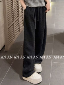 Fashionable Loose Fit High Waist Leopard Print Casual Pants with Drawstring by an Nan Cotton Polyester Blend Ladies Trousers