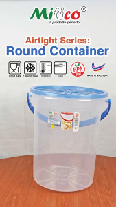 MITICO 18/22/27L Multipurpose Round Container /Food Storage Container Canister / Bekas Makanan Serbaguna/ Food Container