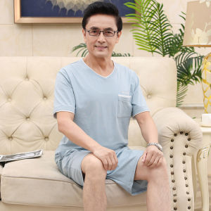 MiiOW | Catman Summer Sleepwear Mens 2025 New Mid-aged Exclusive Short-sleeved Shorts Large Size Outdoor Wearable Mens Home Clothes