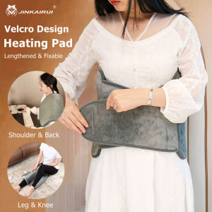 Jinkairui Electric Heating Pad Back Neck Massager Menstrual Pain Relief Abdomen Warm Pad Hook & Loop Design