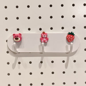 Strong Load Bearing Magnetic Door Back Hook No Drilling Cute Cartoon Strawberry Bear Kitchen Fridge Side Magnetic Iron Hook