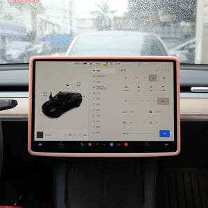 Khung Silicon Màu Xám Tesla Dành Cho Màn Hình Điều Khiển Trung Tâm Model 3/Y 2022-2024 Trang Trí Bảo Vệ Tạo Hình Nội Thất Hỗ Trợ Dẫn Đường