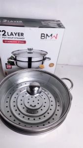 Panci Steamer Siomay Dua Susun Pot Multi Function Soup Steamer 28 Cm Panci Kukus Tutup Kaca