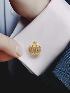 Golden Crown Cufflinks Mens French Shirt Cufflinks Nail Shirt Accessories Wedding Groom Classy Affordable Luxury Style