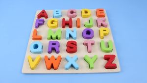 Kid Number Letter shape Matching toy Jigsaw Board 20X20cm ABC Alphabet Digital Puzzle Wooden Toys