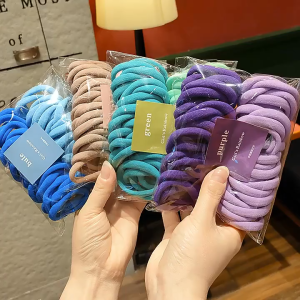 50pcs Hair Tie Gradient Color High Elastic Stretch Rubber Hair Bands Simple Ponytail HairRope