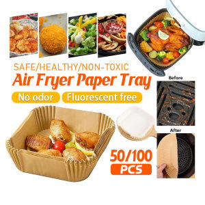 SG Fast Delivery Air Fryer Special Paper 50/100pcs Disposable Baking Paper Liner Oil-proof Non-Stick Mat Steamer Round Paper Inner Pot Kitchen Baking Accessories