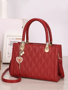 กระเป๋าผู้หญิงทรงสี่เหลี่ยมเล็กแบบสะพายข้างสีแดงขนาดใหญ่สำหรับเจ้าสาว กระเป๋าสะพายไหล่ข้างเดียวสำหรับคุณแม่ในงานแต่งงาน