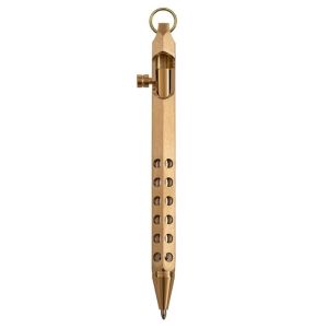 Portable Brass Pen Medium Point 1.0mm Retro Ballpoint Pen Bolt Action Smooth Writing Signature Pen
