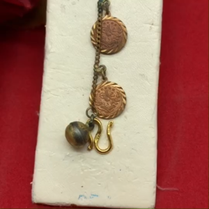 สร้อยข้อมือทองเหลืองลายเลสเล็กห้อยเหรียญ ความยาว 5 นิ้ว ใส่ในชีวิตประจำวันได้